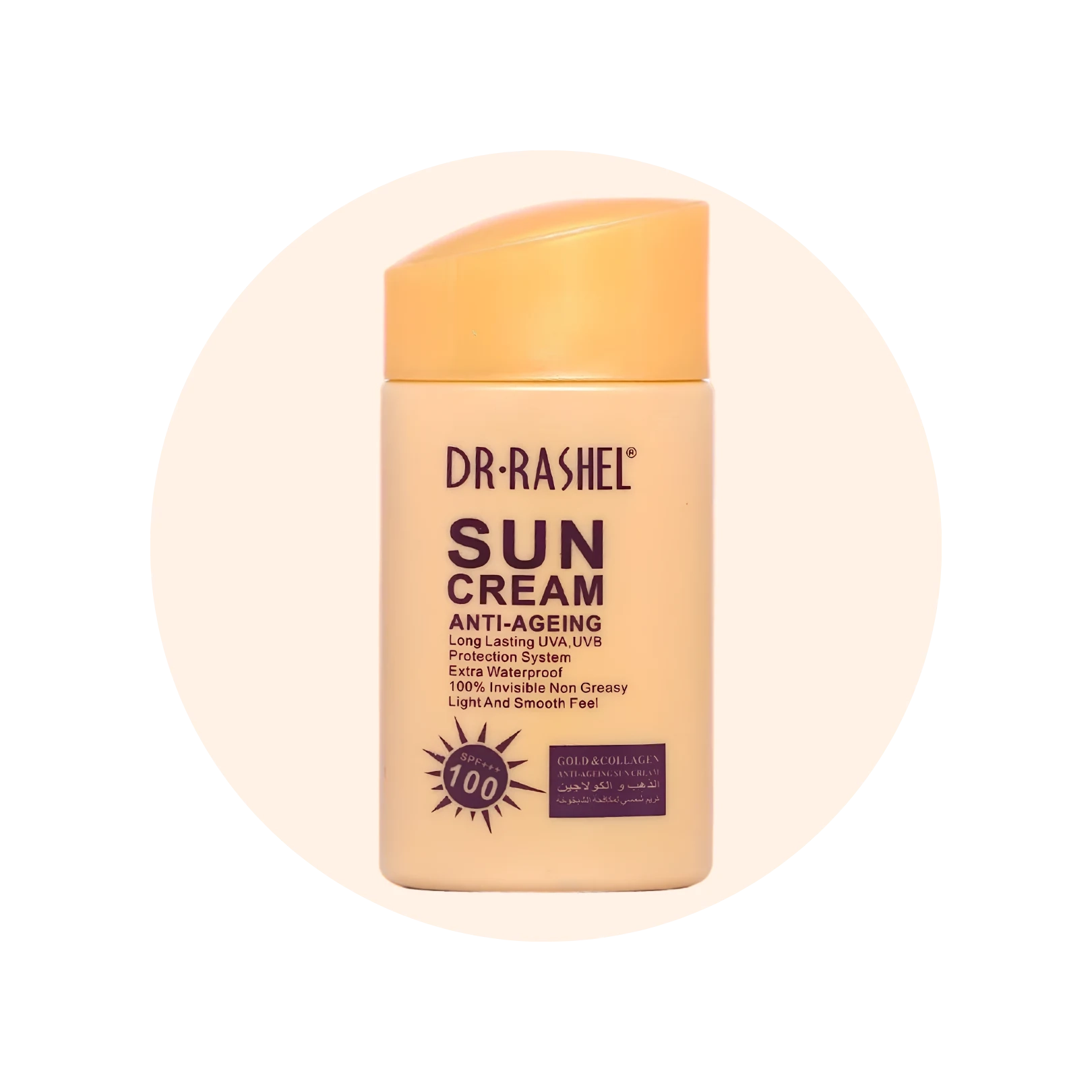ضد آفتاب طلا و کلاژن دکتر راشل SPF60 | جوانساز و ضدلک
